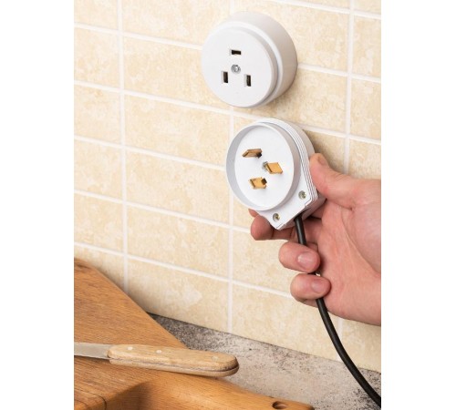 Разъем РШ-ВШ 32А 250В 2P+PE (ОУ) пластиковый бел. EKF PROxima  AS-250-O-01  EKF