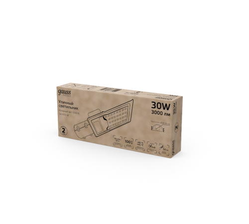 Светильник светодиодный консольный уличный Avenue 30W 3000lm 5000K 190-250V IP65 316*130*57мм черный КСС "Ш" LED 1/20  629534330  Gauss