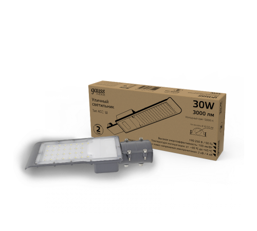 Светильник светодиодный консольный уличный Avenue 30W 3000lm 5000K 190-250V IP65 316*130*57мм черный КСС "Ш" LED 1/20  629534330  Gauss