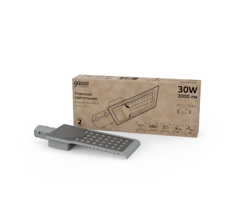 Светильник светодиодный консольный уличный Avenue 30W 3000lm 5000K 190-250V IP65 316*130*57мм черный КСС "Ш" LED 1/20  629534330  Gauss