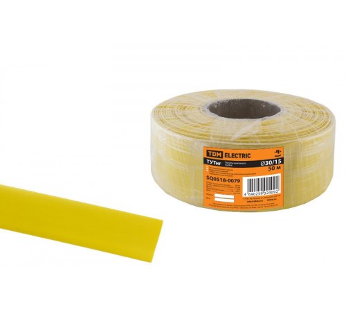 Термоусаживаемая трубка ТУТнг 30/15 желтая (50 м/ролл)   SQ0518-0079  TDM