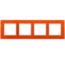 14-5104-22 Рамка на 4 поста, стекло, Эра Elegance, оранжевый+бел  Б0034531  ЭРА