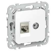 FLITE Розетка 2-ая RJ45/TV кат.5Е STP РКТВ5е-2-1-ФлБ белый  FI-AK21-1-K01  IEK