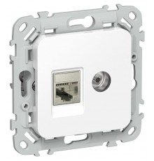 FLITE Розетка 2-ая RJ45/TV кат.5Е STP РКТВ5е-2-1-ФлБ белый  FI-AK21-1-K01  IEK