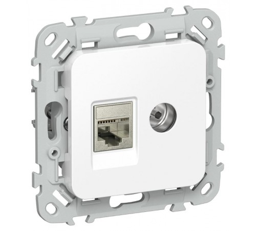 FLITE Розетка 2-ая RJ45/TV кат.5Е STP РКТВ5е-2-1-ФлБ белый  FI-AK21-1-K01  IEK