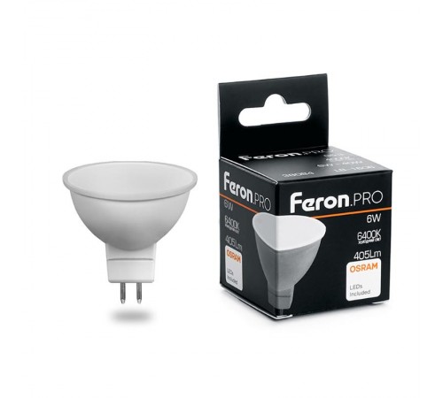 Лампа светодиодная .PRO LB-1606 MR16 G5.3 6W 6400K OSRAM LED  38085  Feron