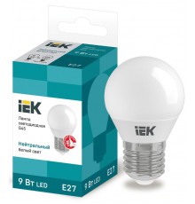 Лампа светодиодная LED 9Вт 230В 4000К E27 шар  LLE-G45-9-230-40-E27  IEK