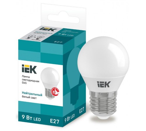 Лампа светодиодная LED 9Вт 230В 4000К E27 шар  LLE-G45-9-230-40-E27  IEK