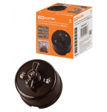 Выключатель фарфоровый поворотный 2-кл. с ручкой (бантик) 10А коричневый "Болонь"  SQ1820-0413  TDM