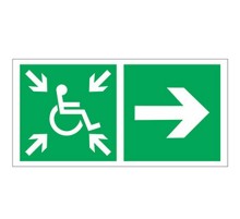 Знак безопасности BL-3015B.E76"Напр.движ. к пункту сбора(безоп.зоне)МГН направо"  a18376  Белый свет