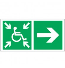 Знак безопасности BL-2915B.E76"Напр.движ. к пункту сбора(безоп.зоне)МГН направо"  a18509  Белый свет