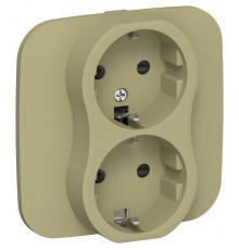 FLITE Розетка 2-ая с заземлением со шторками 16А РСш12-0-А-ФлО оливковый  FI-R24A-16-K26  IEK