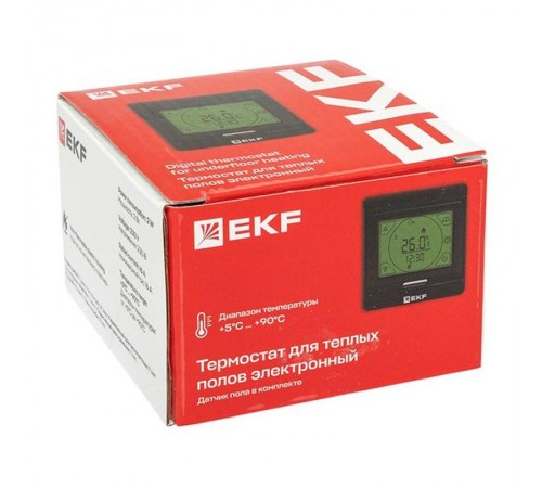 Сенсорный термостат для теплых полов электронный черный 16А 230В  ett-3b  EKF