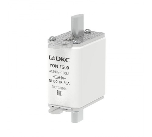 Предохранитель YON ножевого типа FG00 50А 690V характеристика aR  1FG00-0050-690V-AR  DKC