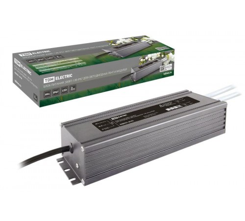 Блок питания 200Вт-12В-IP67 для светодиодных лент и модулей DC 12В, металл  SQ0331-0141  TDM