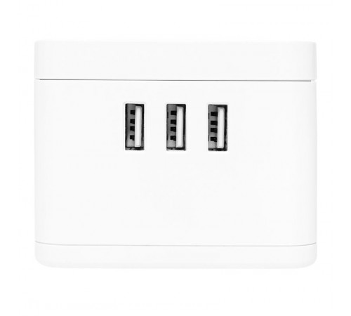 Удлинитель "Куб" 2 гнезда 3USB 2,4А+зарядное устройство 1,3 метра 1мм2  UBA-CUB-3-WC  EKF