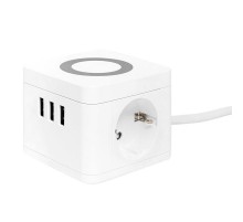 Удлинитель "Куб" 2 гнезда 3USB 2,4А+зарядное устройство 1,3 метра 1мм2  UBA-CUB-3-WC  EKF