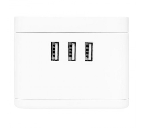 Удлинитель "Куб" 2 гнезда 3USB 2,4А+зарядное устройство 1,3 метра 1мм2  UBA-CUB-3-WC  EKF