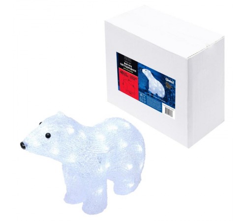 Фигура светодиодная  "белый медведь-4"   ULD-M3125-040/STA WHITE IP20 WHITE BEAR-4   40 диодов, размер 31*15*25 см, белый, IP20  11037  Uniel