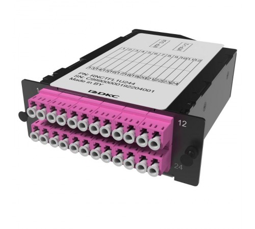 Претерминированная кассета 24ОВ 50/125 OM4, 2xMTP(12)f/12xLC Duplex, 1 HU  RNCTFL1U244  DKC
