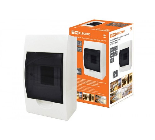 Бокс пластиковый навесной ЩРН-П-4модуля  IP41   SQ0901-0001  TDM