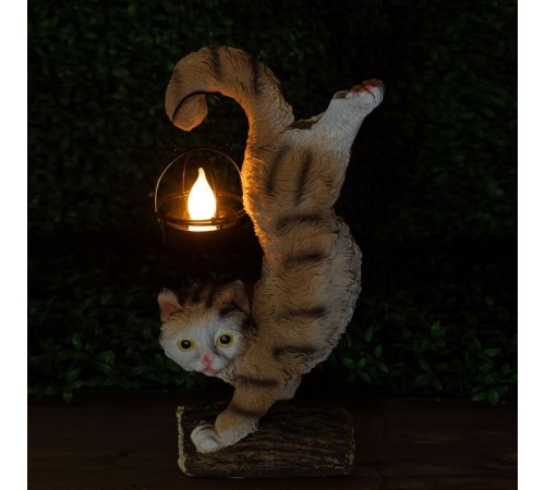 Садовый светильник Кот Акробат ERASF22-01 на солнечной батарее, полистоун, 37 см  Б0053352  ЭРА