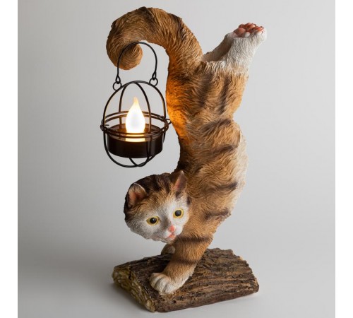 Садовый светильник Кот Акробат ERASF22-01 на солнечной батарее, полистоун, 37 см  Б0053352  ЭРА