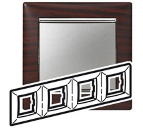 Valena Темное дерево/Серебро Рамка 4-ая горизонт.  770374  Legrand