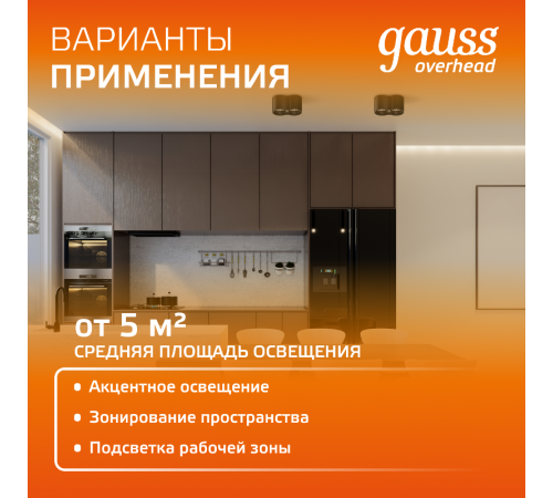 Светильник светодиодный накладной HD032 24W (белый/белый) 3000K 180x100*100мм  HD032  Gauss