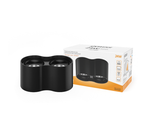 Светильник светодиодный накладной HD033 24W (черный/черный) 3000K 180x100*100мм  HD033  Gauss