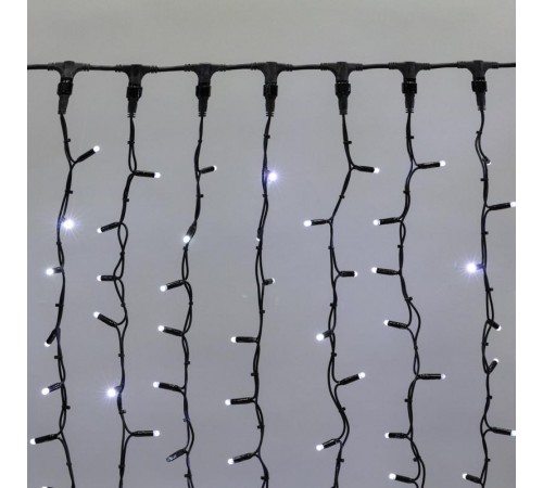 Гирлянда "Светодиодный Дождь" 2х1,5м, постоянное свечение, черный провод "КАУЧУК", 230 В, диоды БЕЛЫЕ, 360 LED  237-125  NEON-NIGHT