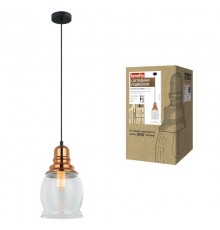 Светильник декор. подвесной, серия "Vintage" DLC-V401 E27 COPPER металл, стекло; цвет розовая медь. d-155 мм, h-1040мм.  UL-00000977  Fametto