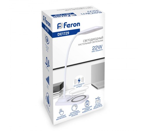 Светильник настольный 22W, 3000-6000К, 100-240V, белый, DE1729  41552  FERON