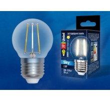 Лампа светодиодная LED-G45-9W/3000K/E27/CL PLS02WH LED. "шар", прозр. 3000К Серия Sky.  UL-00005174  Uniel