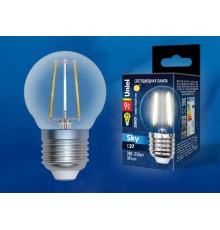 Лампа светодиодная LED-G45-9W/3000K/E27/CL PLS02WH LED. "шар", прозр. 3000К Серия Sky.  UL-00005174  Uniel