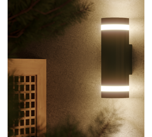 Светильник садово-парковый Enigma настенный архитектурный, 2xGU10, 100*105*300mm, 170-240V / 50Hz, 2xMax.50W, IP54  GD162  Gauss