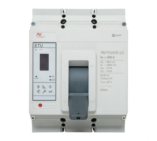 Выключатель автоматический AV POWER-5/3 800А 70kA ETU6.0 AVERES  mccb-53-800M-6.0-av  EKF