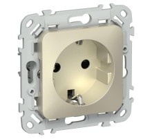 FLITE Розетка с заземлением со шторками быстрозажимные клеммы 16А РСш11-1-ФлШ шампань  FI-R14-16-1-K37  IEK