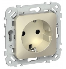 FLITE Розетка с заземлением со шторками 16А РСш11-0-ФлШ шампань  FI-R14-16-K37  IEK