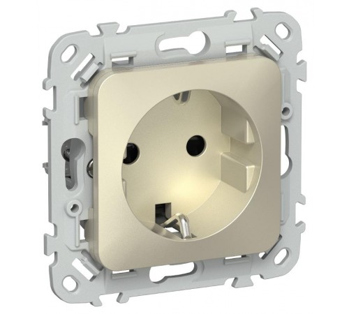 FLITE Розетка с заземлением со шторками быстрозажимные клеммы 16А РСш11-1-ФлШ шампань  FI-R14-16-1-K37  IEK