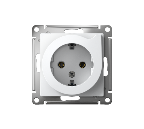 AtlasDesign Белый Розетка с заземлением со шторками с выталк., 16А, механизм  ATN000147  SE