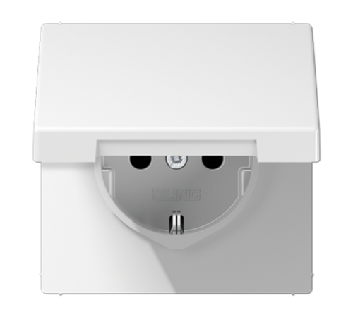Штепсельная розетка SCHUKO 16А / 250В с защитными шторками, с подпружиненной откидной крышкой, пружинные зажимы; дюропласт; белый; LS990  LS1520KIKLW