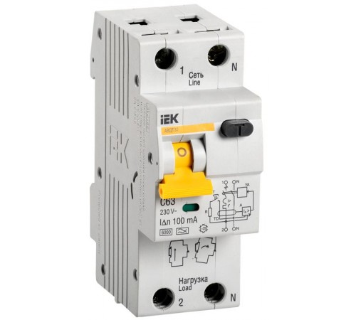Выключатель автоматический дифференциального тока АВДТ 32 1п+N 63А C 100мА тип A  MAD22-5-063-C-100  IEK