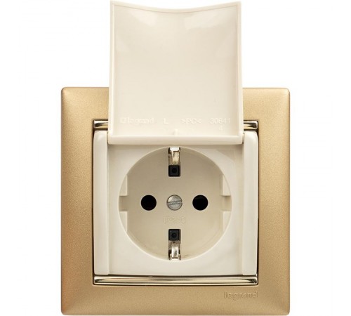 Valena Сл. кость Розетка 1-ая с/з с крышкой защ. шторки IP21  774322  Legrand