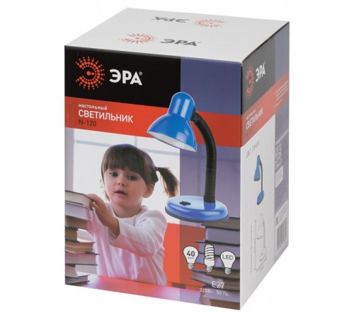 Светильник настольный на основании N-120 40Вт ЛН/КЛЛ Е27 синий  Б0022333  ЭРА