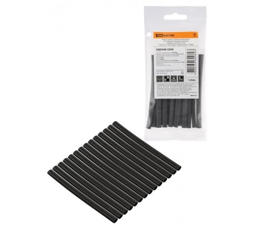 Набор трубок термоусаживаемых, клеевых "Моноцвет, черный 4,8/1,5 "  SQ0548-3204  TDM