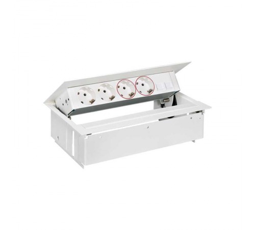 Врезной x5 розеточный блок, планка, 2x2P+E, 2x2P+E UPS, 2хRJ45, белый, S400  45502220-130  Simon