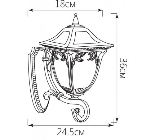 Светильник садово-парковый PL4071 60W 230V E27 245*180*360ММ черное золото (на стену вверх)  11483  FERON