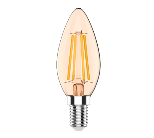 Лампа светодиодная   Basic Filament Свеча 3,8W 350lm 2400К Е14 golden LED 1/10/50  1037154  Gauss