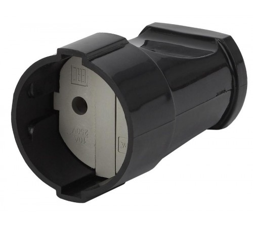 Rx1-B ЭРА Розетка кабельная б/з прямая 10A черная (24/384/4608)  Б0039681  ЭРА